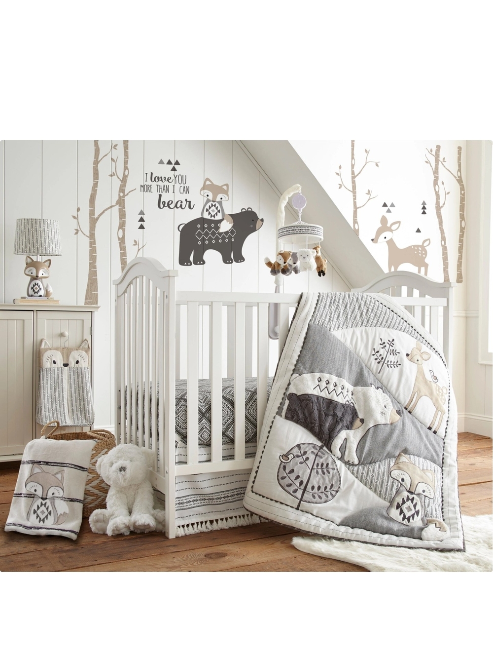 Levtex Woodland Animal Crib Bed Skirt - Black And White